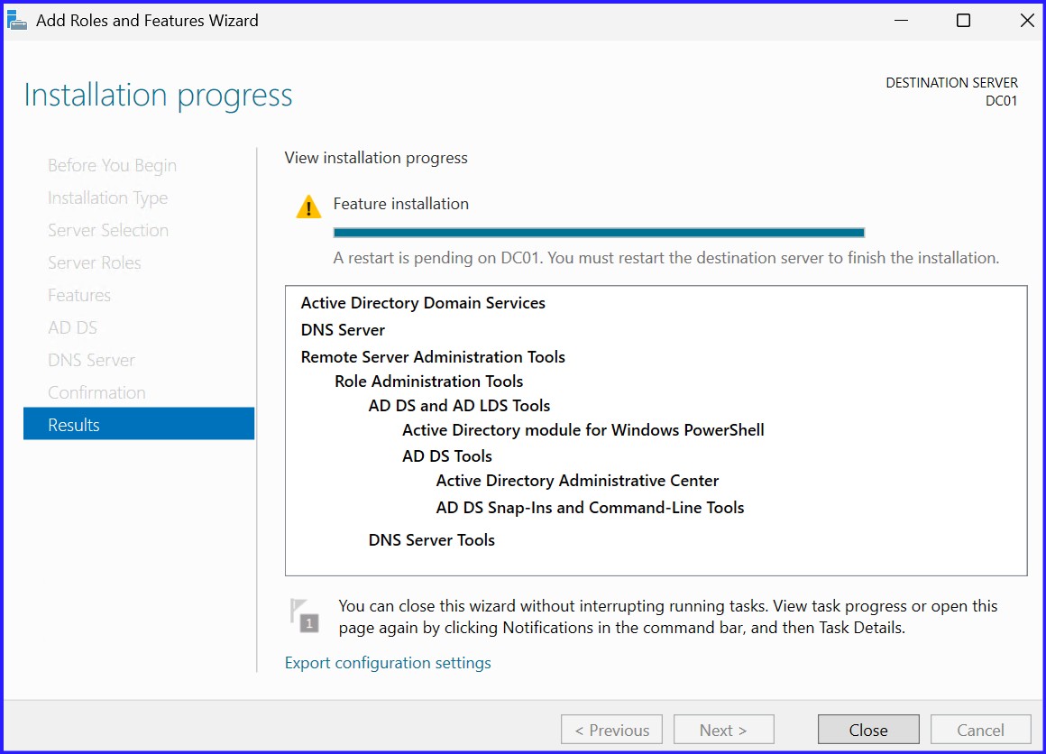 Server Manager - Role Installation Selection