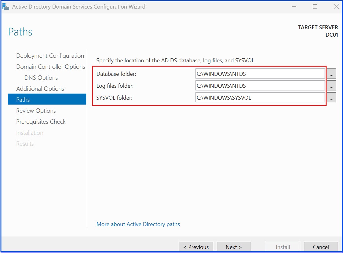 Paths Selection for NTDS and SYSVOL