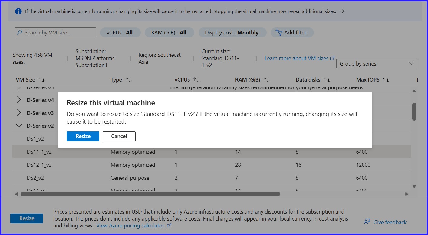 VM Resize Verification